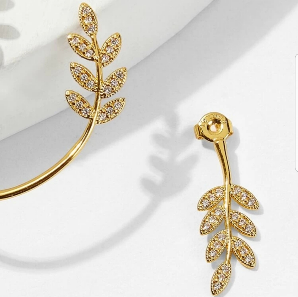 *Haven* Leaf Ear Climber Earring - Picture 4 of 5